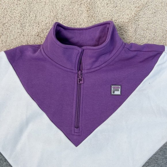 Fila Womens XL Purple White Grey Quarter Zip Pullover Sweatshirt Top NWOT - Picture 6 of 13